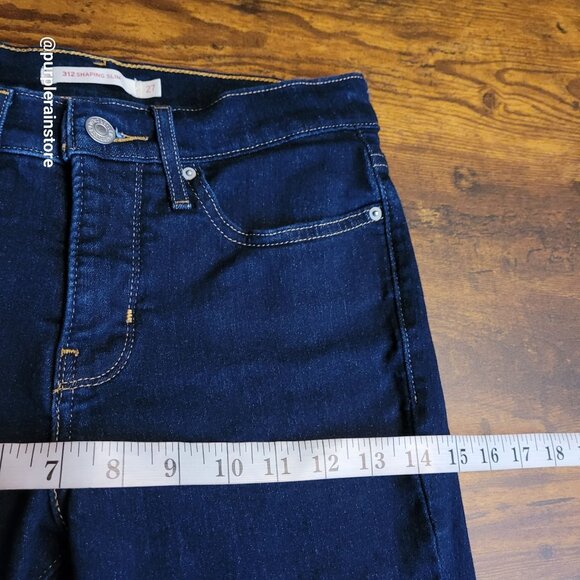 Levi's Jeans 27 Shaping 312 Slim Mid Rise Tummy Control Dark Wash Stretch Denim - Picture 9 of 13